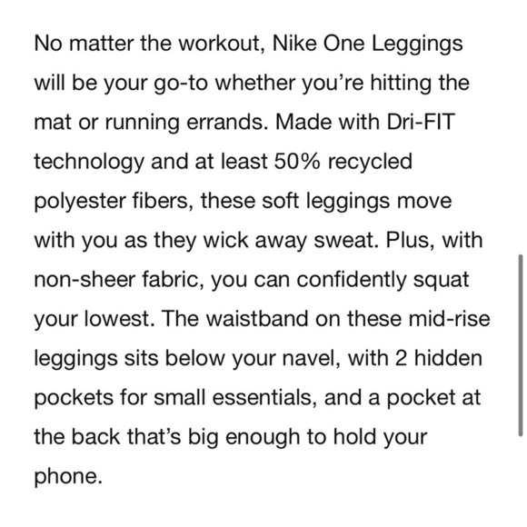 111. NWT Nike One Mid-Rise Crop Leggings - Picture 7 of 7